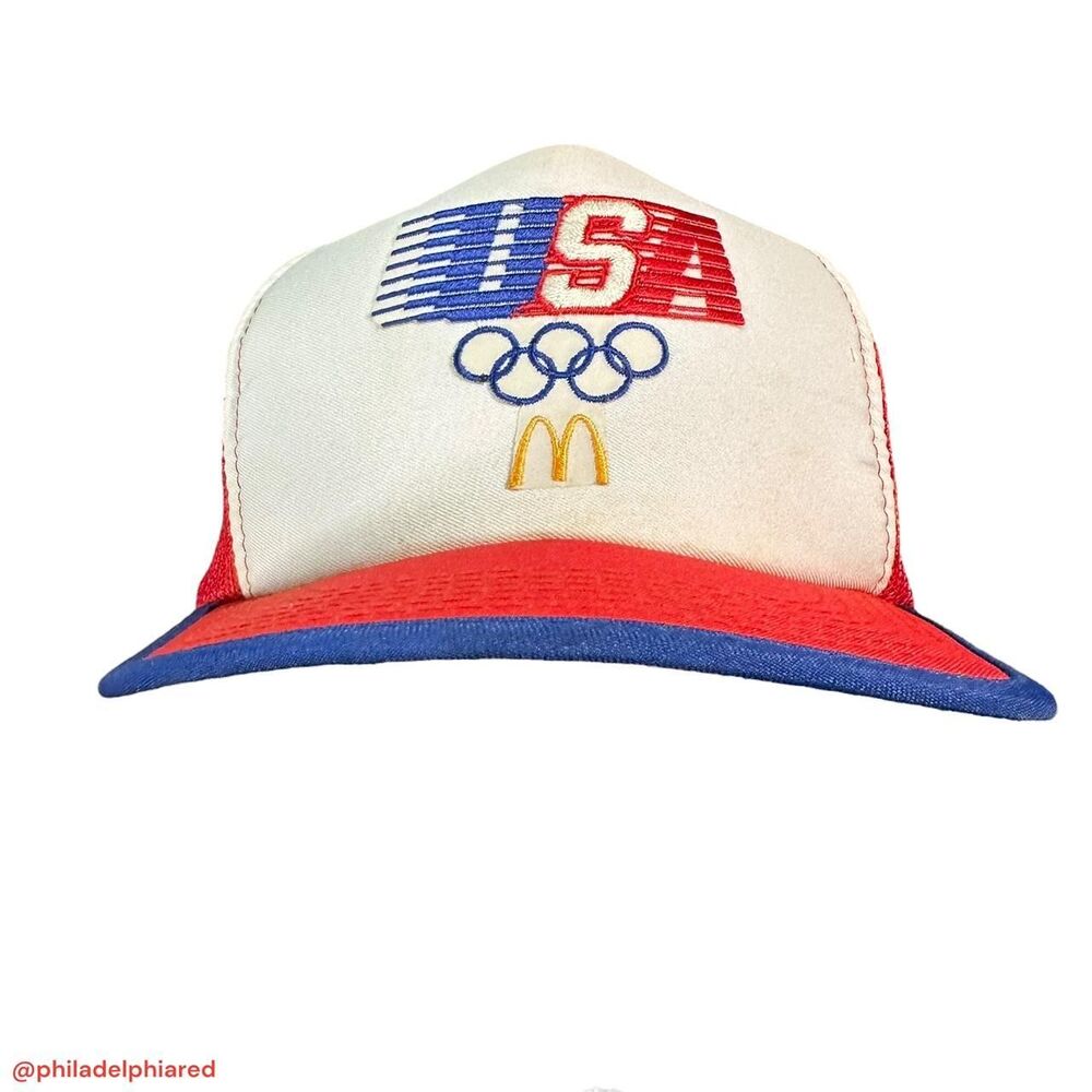 Vintage USA 1984 Olympic Games Mc Donald’s red and white snapback cap hats